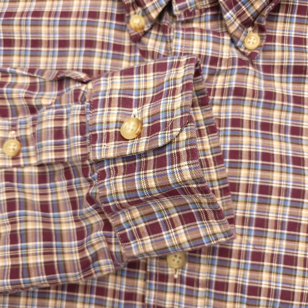 Ralph‎ Lauren Shirt Mens Large Red Plaid Long Sleeve Button Down Cotton